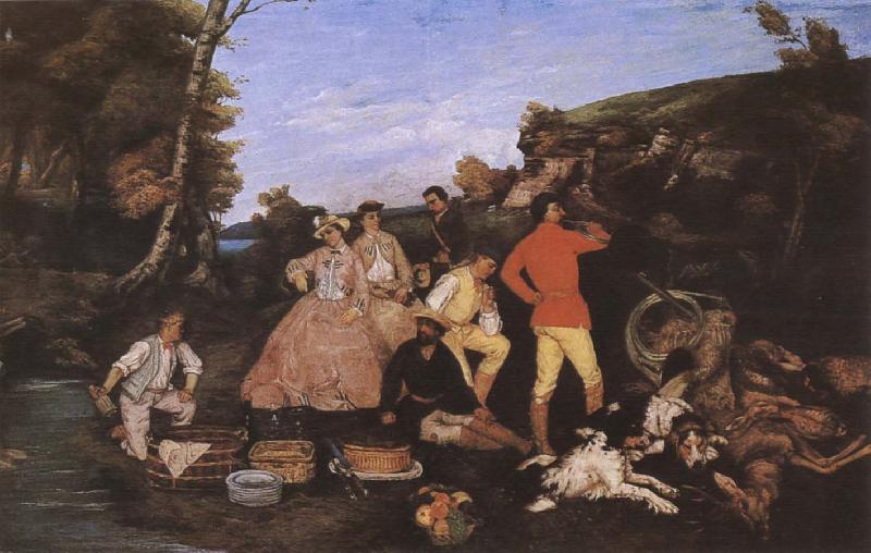 Gustave Courbet Hunter-s picnic France oil painting art